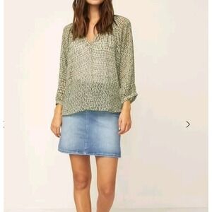 PART TWO COPENHAGEN Shirt Womens 36 Dots Erdonaepw Blouse Sheer Long Sleeve Tan‎